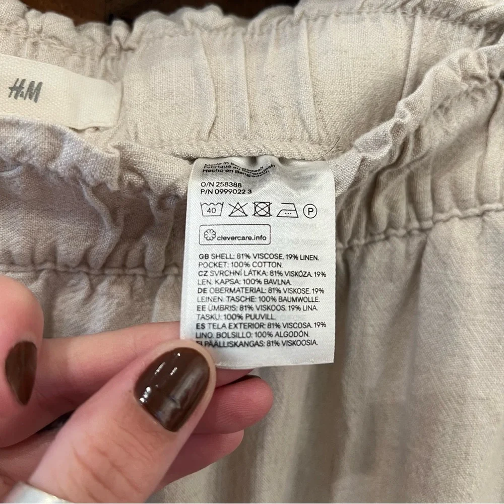 H&M Cream Cropped Wide Leg Pants